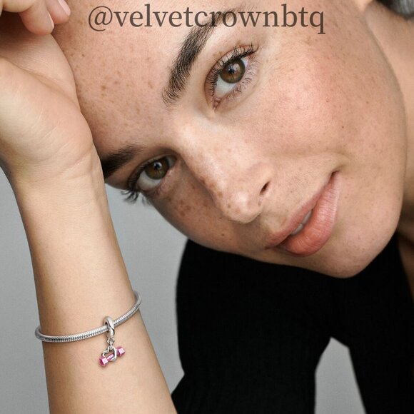 Pandora Dumbbell & Heart Dangle Charm - Picture 5 of 5